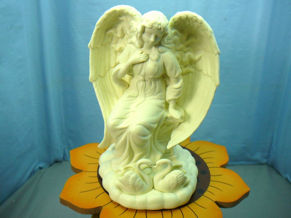 Vtg Partylite Angel of Love Bisque Porcelain Taper Candle Holder #P7888